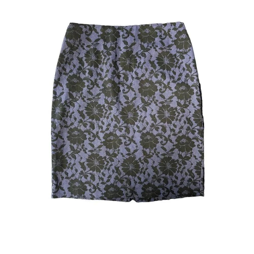 Express Purple Black Stretch Floral Skirt Women's Size 1/2
